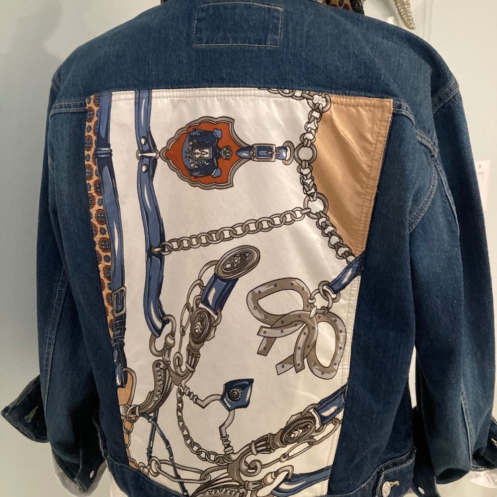 Embellished Jean Jacket-Petite Large